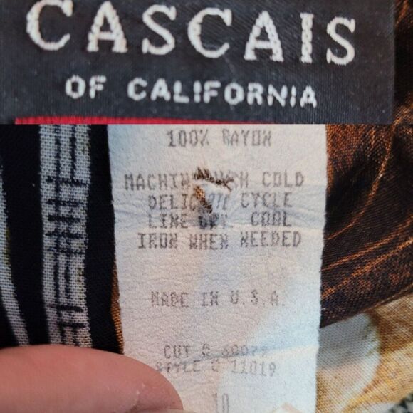 Vtg 80s Tropical Floral Button Front Dress Sz M Sleeveless Rayon Brown Pockets - Picture 3 of 12